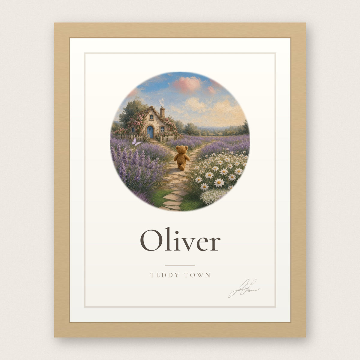 Personalized Teddy Town Name Print - Cottage Path by Jamie Lawrence
