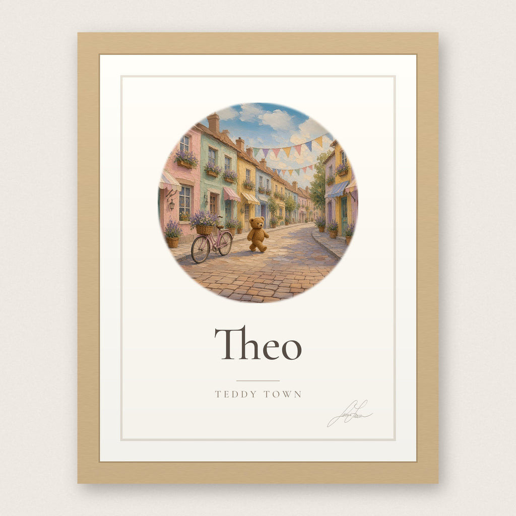 Personalized Teddy Town Name Print - Little Town by Jamie Lawrence