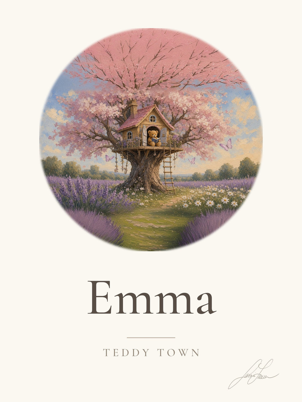 Personalized Teddy Town Name Print - Blossom Treehouse by Jamie Lawrence