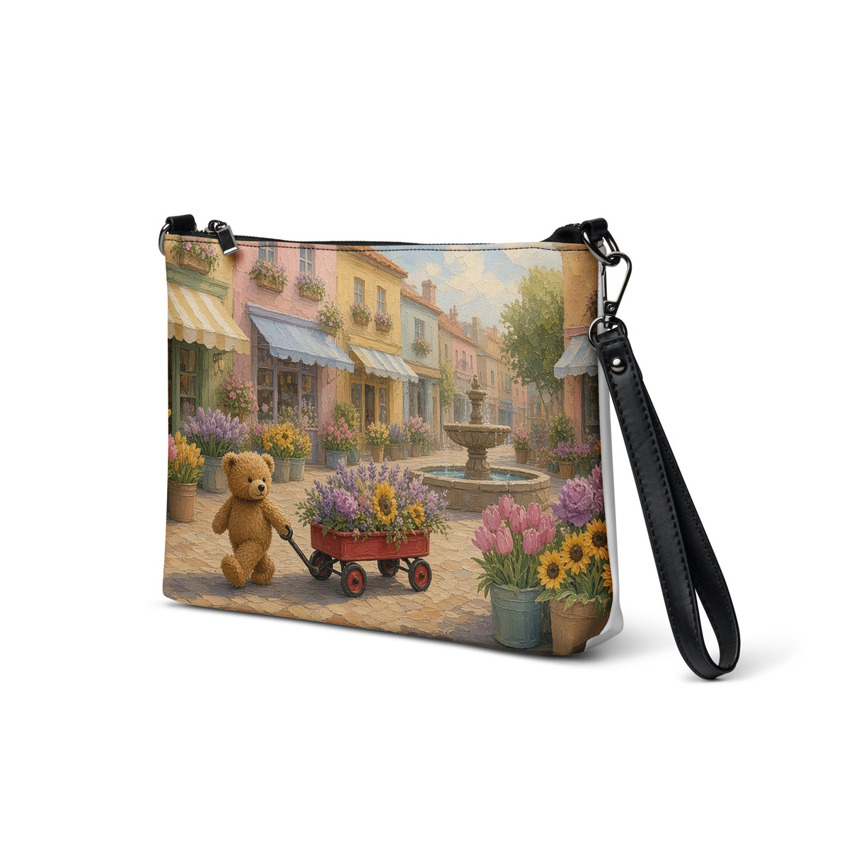 Flower Market Teddy Town crossbody bag by Jamie Lawrence, front angle