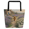 Cottage Path all-over tote by Jamie Lawrence with black handles