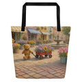 Flower Market all-over tote by Jamie Lawrence with black handles