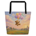 Up, Up and Away all-over tote by Jamie Lawrence with black handles