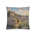 Cottage Path Teddy Town throw pillow by Jamie Lawrence, front