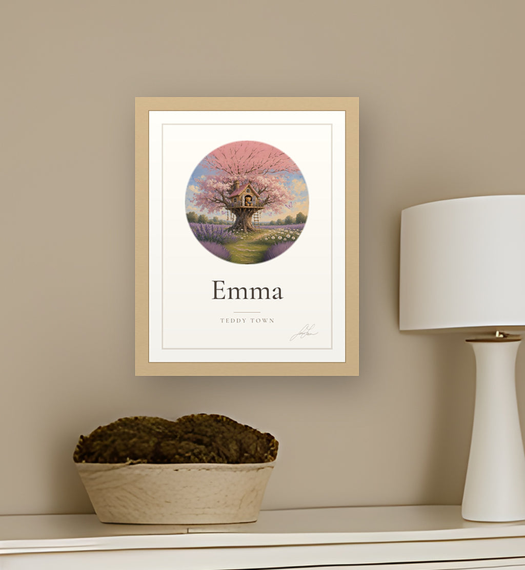 Personalized Teddy Town Name Print - Blossom Treehouse by Jamie Lawrence