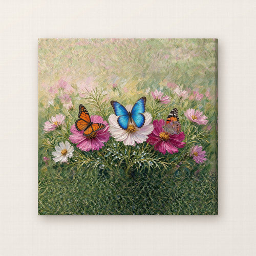 Butterflies on Cosmos - Flower Fields gallery canvas by Jamie Lawrence