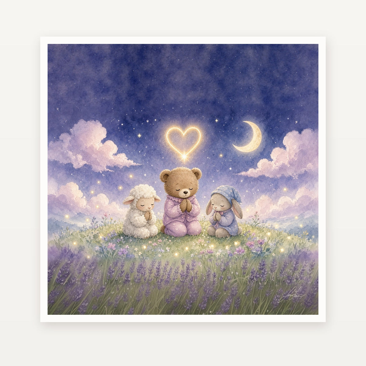 Signed 18x18 art print, plain front view