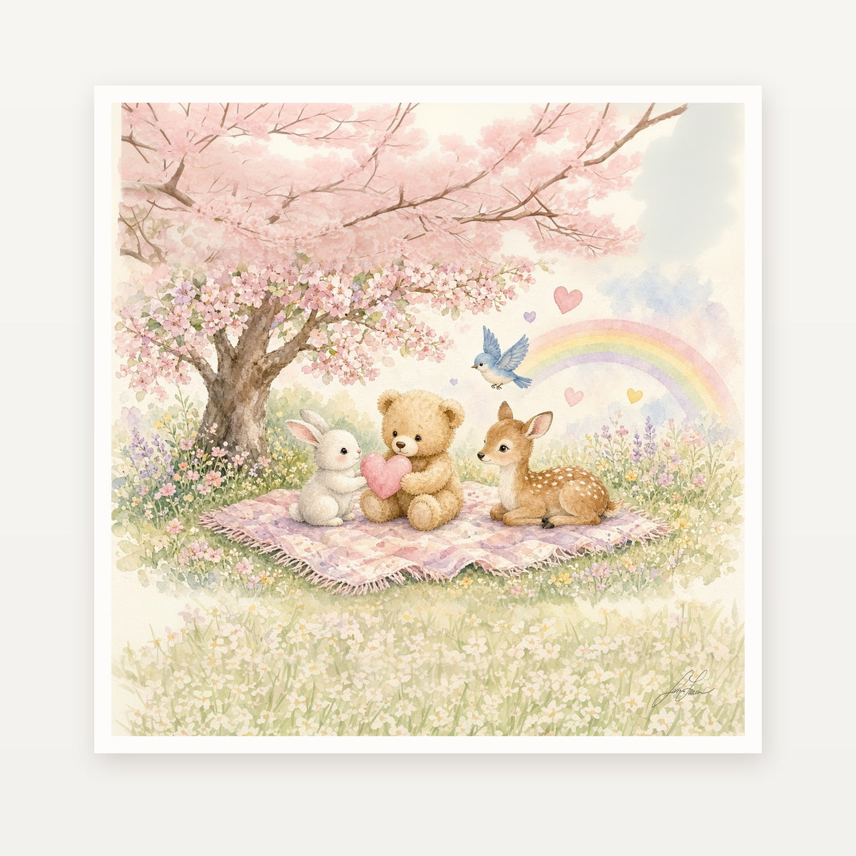 Signed 18x18 art print, plain front view