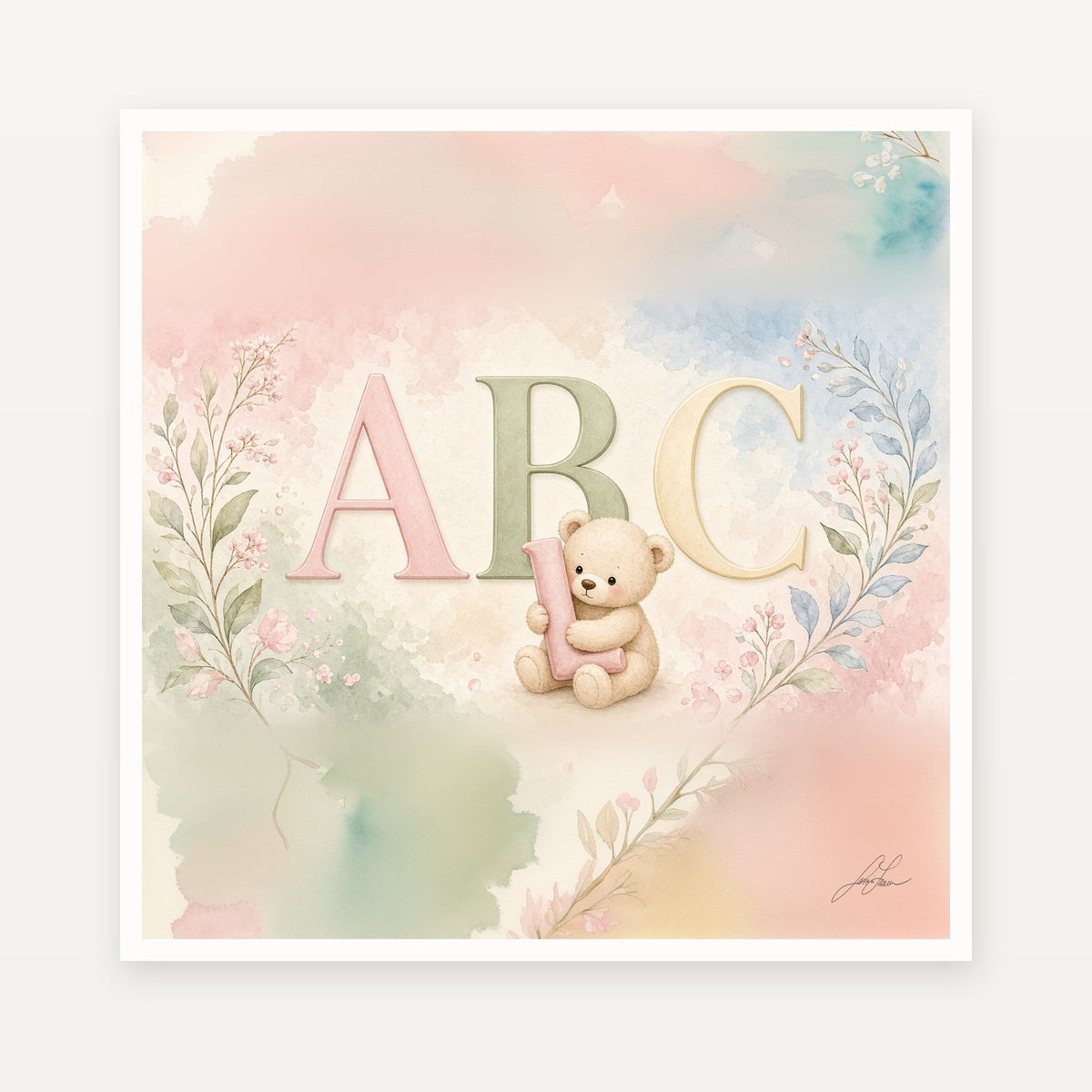 Signed 18x18 art print, plain front view