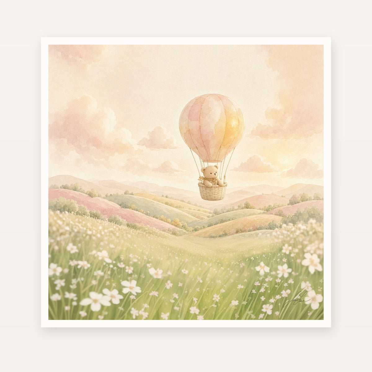 Signed 18x18 art print, plain front view