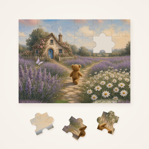 Cottage Path Teddy Puzzle 30 Pieces assembled puzzle