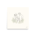 All of Us, a fine-line drawing of a family gathered close, Beloved print by Jamie Lawrence, flat front view
