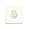 First Kiss, a fine-line drawing of a mother kissing her baby, Beloved print by Jamie Lawrence, flat front view