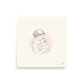 Safe in My Arms, a fine-line drawing of a mother cradling her newborn, Beloved print by Jamie Lawrence, flat front view