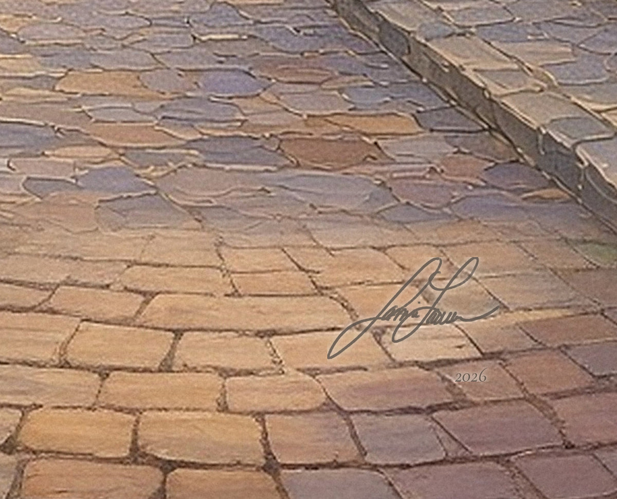 Little Town signature detail, signed Jamie Lawrence 2026