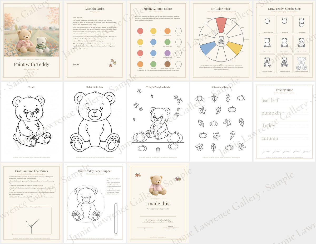 Paint with Teddy Art Kit, Fall Edition, Little Artists ages 4 to 5, all pages preview