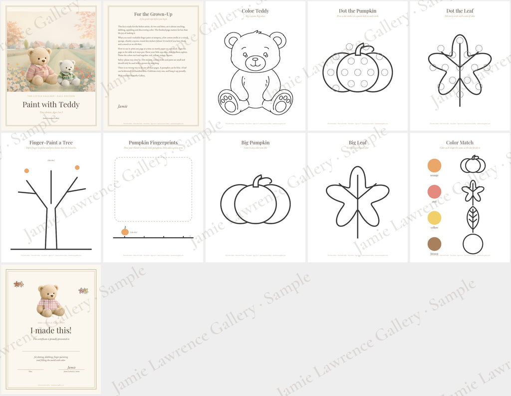 Paint with Teddy Art Kit, Fall Edition, Tiny Artists ages 2 to 3, all pages preview