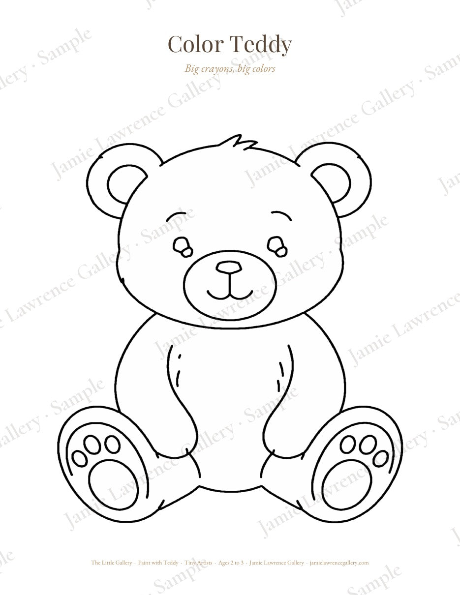 Paint with Teddy, Fall Edition, Tiny Artists ages 2 to 3: Color Teddy page
