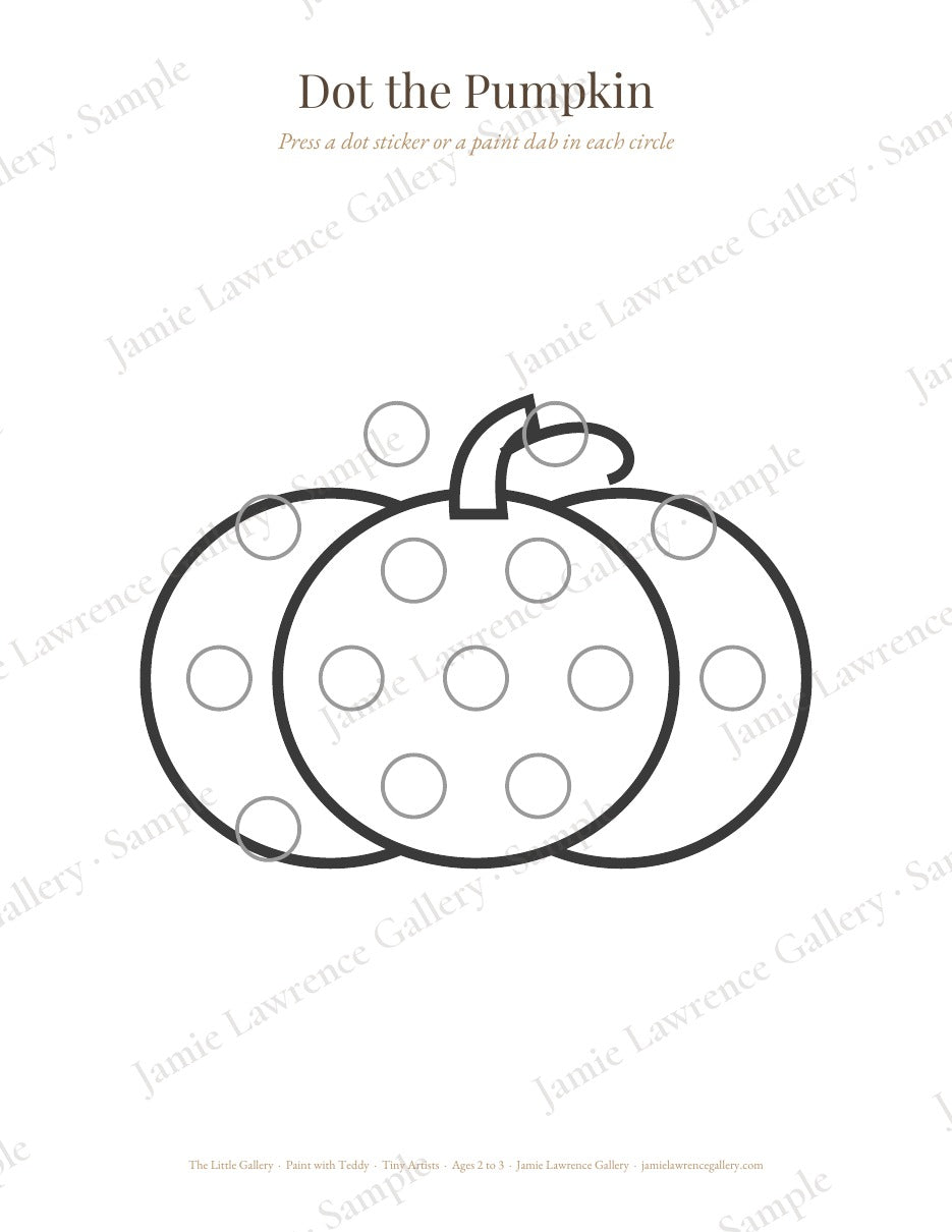 Paint with Teddy, Fall Edition, Tiny Artists ages 2 to 3: Dot the Pumpkin page