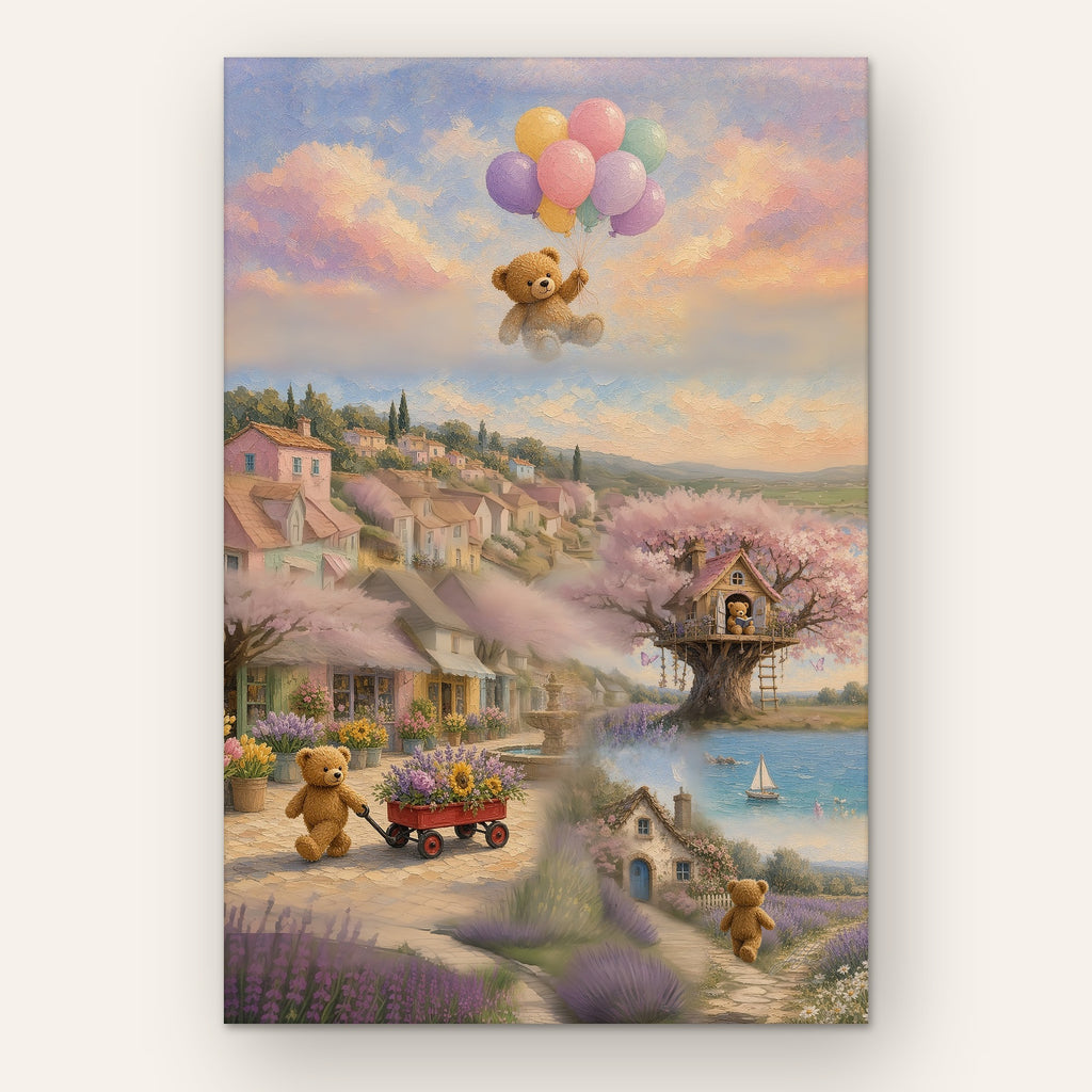 Teddy Town Wonderland First Edition 24x36 gallery canvas by Jamie Lawrence, the full painting