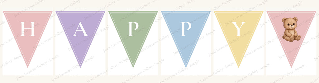 Teddy Town printable party kit: Happy Birthday pennant banner