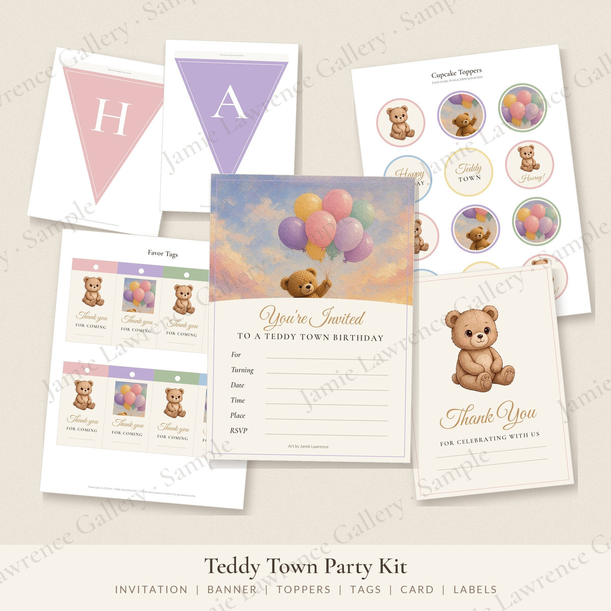 Teddy Town Printable Party Kit preview